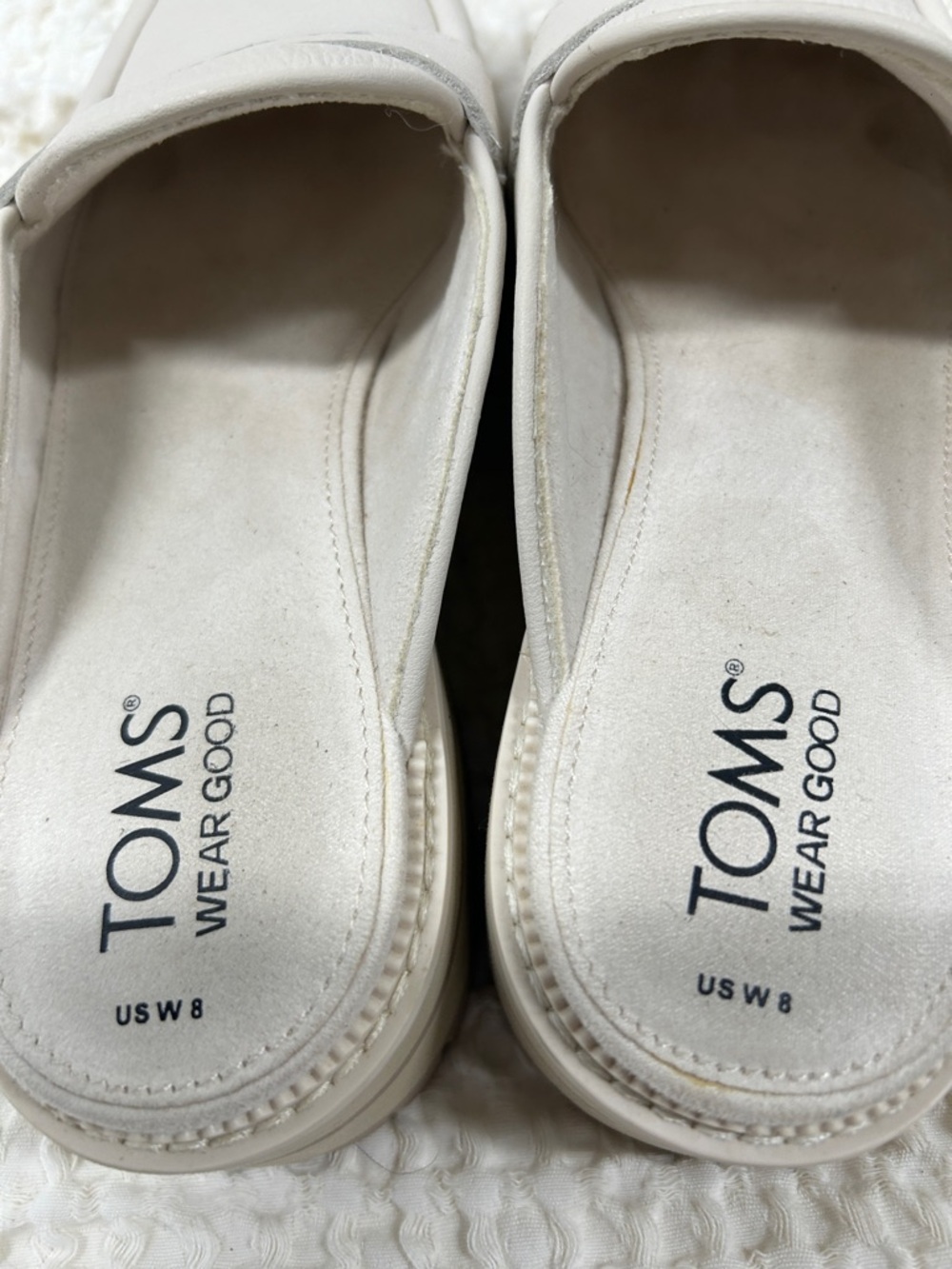 Toms Cream Slip-On Loafer Mules - Picture 5 of 5